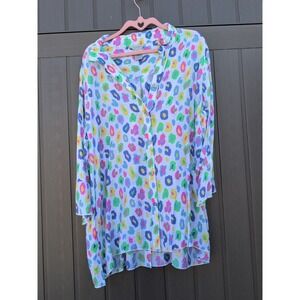 Multiples Women's Shirt Large White Button Up Collared